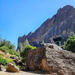 Sheer mountain cliffs along the trail