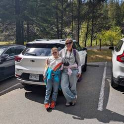 Mama and I with our rental car