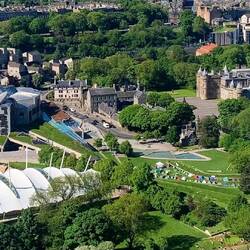 Parliament on left, Royal Palace on right