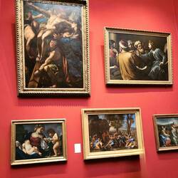 The Raising of the Cross, Christ Disputing with the Doctors, Virgin and Child w St John the Baptist