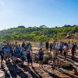 Hike briefing before our group is split into two ... Jar Island — Kimberley, WA.