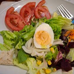 But the vegetarian gets a salad! Nice to get something fresh!