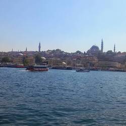 Looking towards European side of Istanbul. A very busy river. So many domes!
