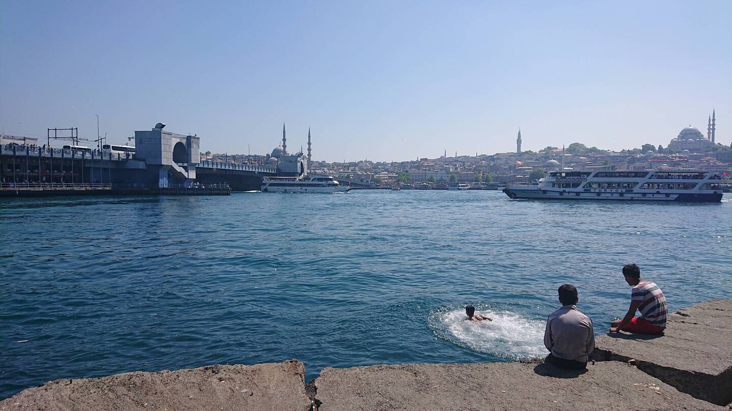 Looking towards European side of Istanbul and Galata Bridge
