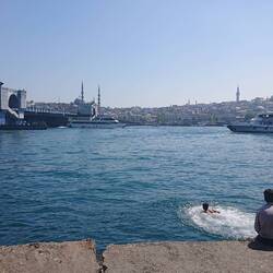 Looking towards European side of Istanbul and Galata Bridge