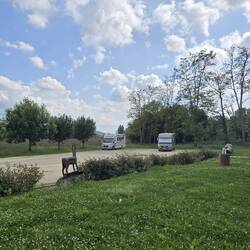 Motorhome parkup, about 5 minute walk from the village centre. All services available in the village