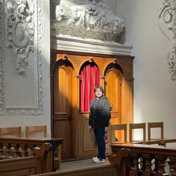 Trying to get into the confession booth but the Priest was out for lunch