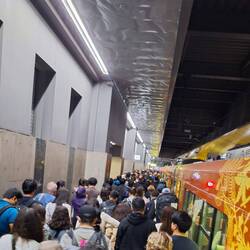 Crowds at the train station