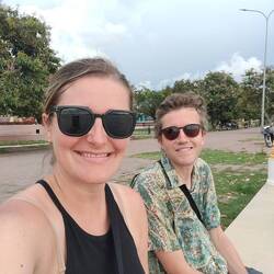 Us in the park, right before getting offered ocean scraps