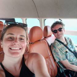 On our micro bus on to the Cambodian border