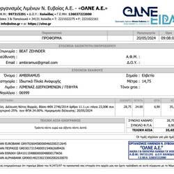 Proforma Rechnung für die Durchfahrt