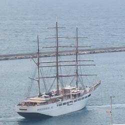Last morning in Salerno and this beautiful 3 mast sailing ship docks at Harbour below us