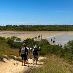 Heading down the dune to the salt pans ... Anjo Peninsula — Kimberleys, WA.