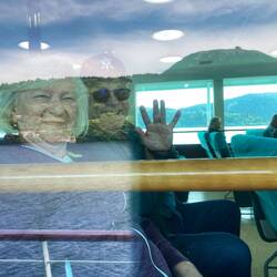 On the ferry.
