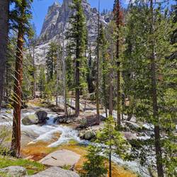 Many areas of cascading water