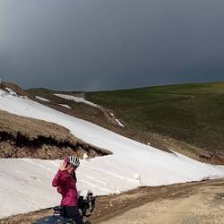 Leaving behind the threatening skies of the way up