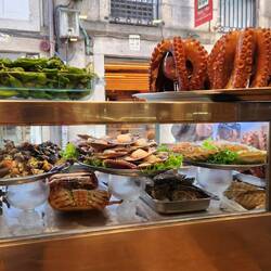 Cool displays of the octopus, peppers and other seafood delicacies, all so fresh