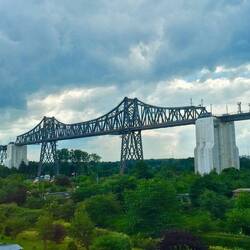 Die Rendsburger Hochbrücke über dem Nord-Ostsee-Kanal dient als Eisenbahnbrücke