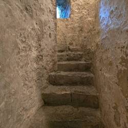 Stairs up to the bell in the chapel