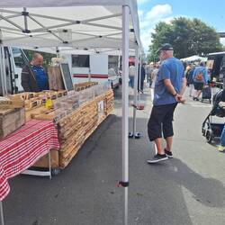 Leckere Wurstwaren auf dem sonntäglichen Markt