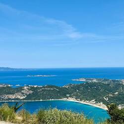 We decided to try a sandy beach the next time. Agios Georgios is in the bay in the distance.