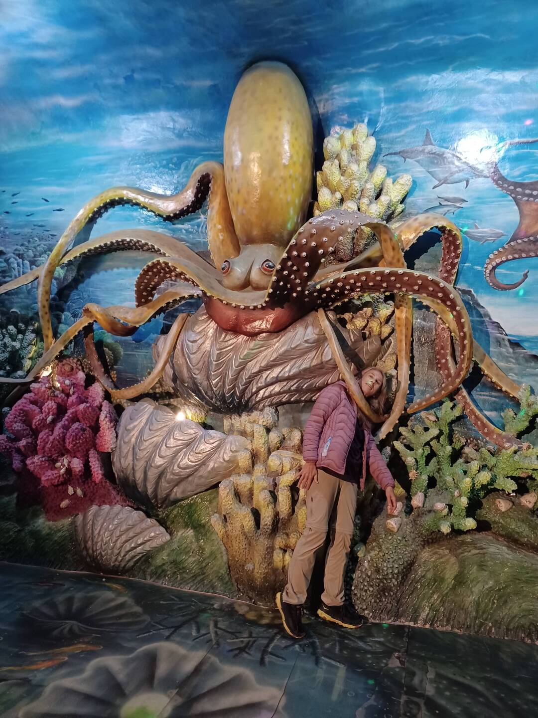 Anna "hanging" with her octo friend