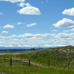 Snow capped Big Horn mountains coming into Buffalo, WY