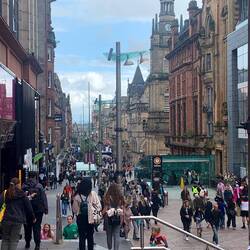 Street is full of people at 5:00pm