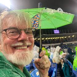Eric with our mini swallows umbrella
