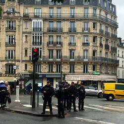 Some Badass French Police watching over protesters