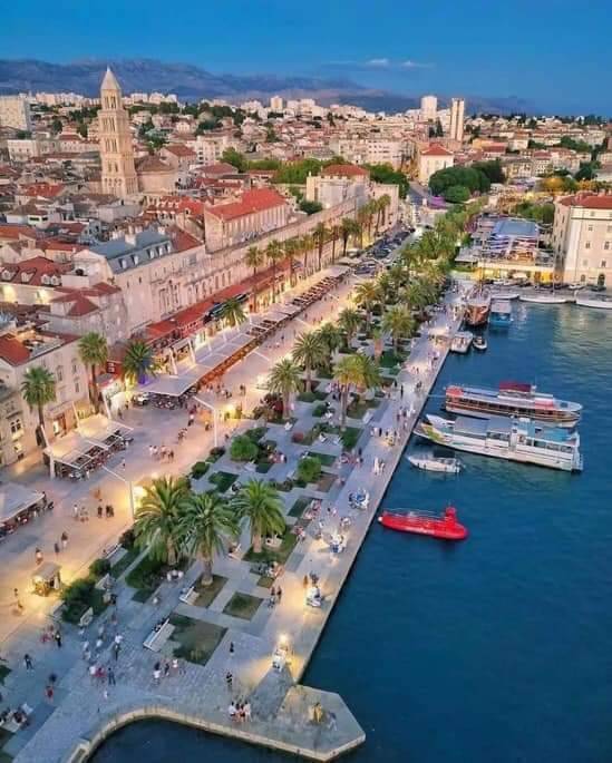 Split Riva - Promenade in Split, bustling waterfront featuring an expansive boardwalk