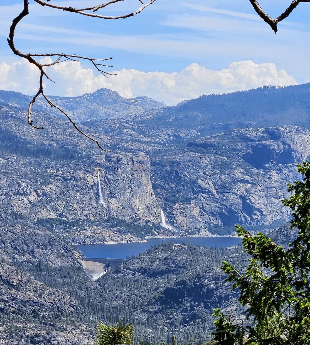 Hetchy Hetchy Reservoir with Tueeulala Falls and Wapama Falls