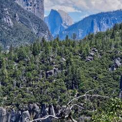 View of Half-Dome from the North entering Yosemite Valley
