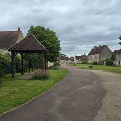 The village water pump and main street