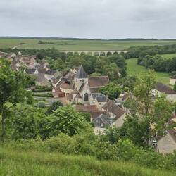 Views of the village and viaduct from the Château
