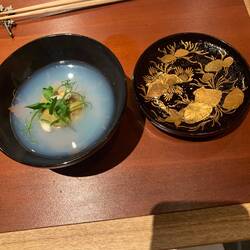 Clan cake in fish broth