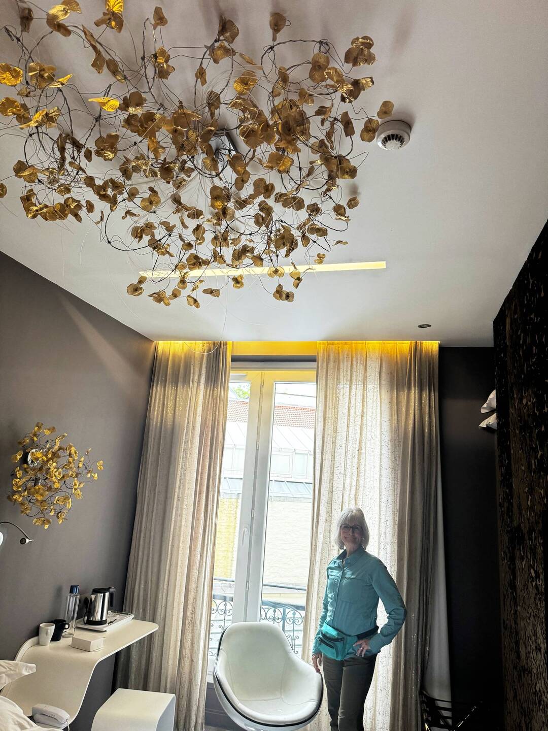 The lovely Sheila in our lovely room at the Legend St Germain in Paris