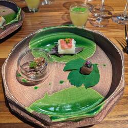 Karasumi (Dried Salted Mullet Roe) Glass Noodles, Goat Meat