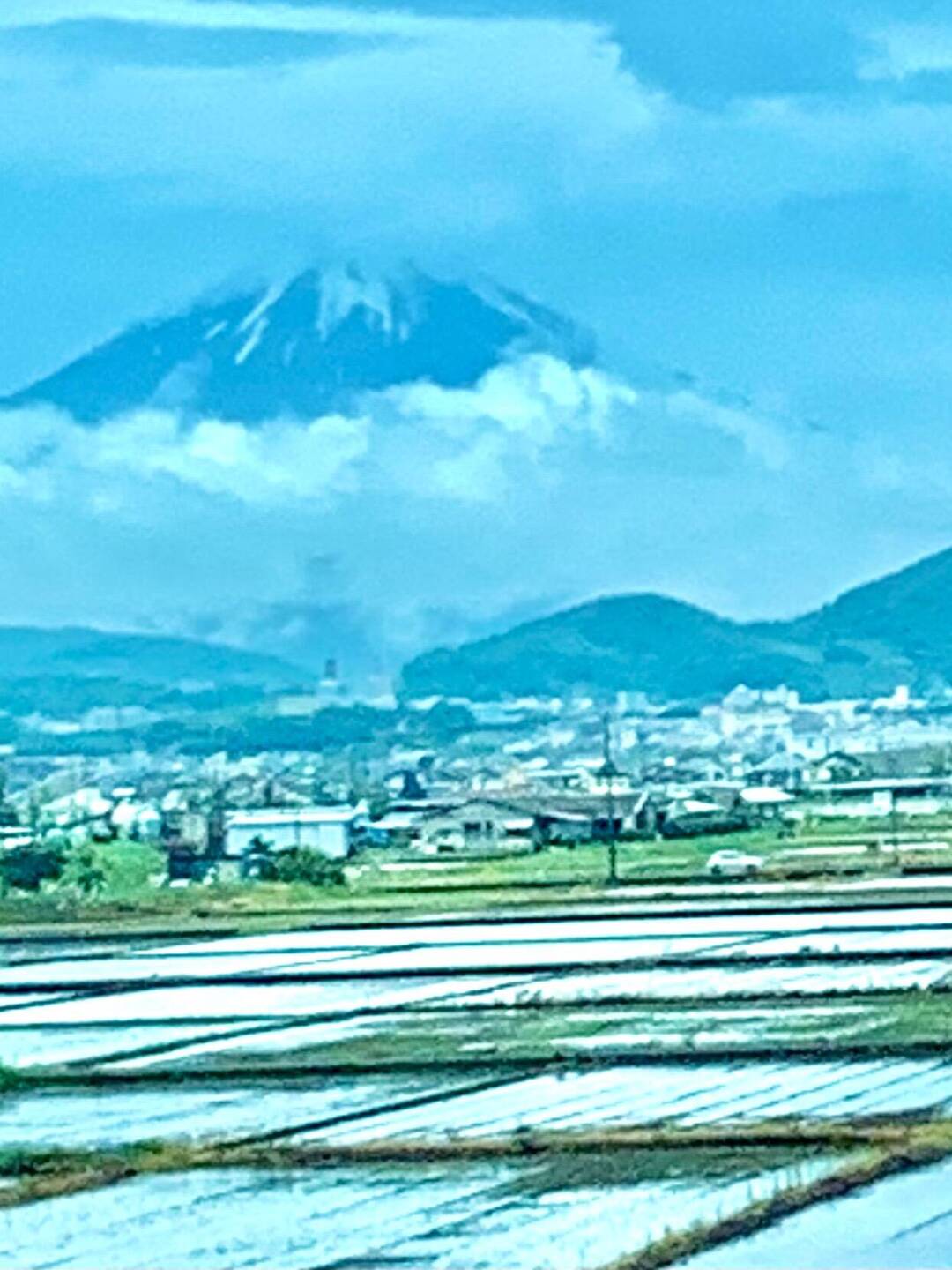 Mt. Fuji, with fields of rice patties