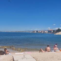 Local swimming beach, looking across to Zadar in the far distance