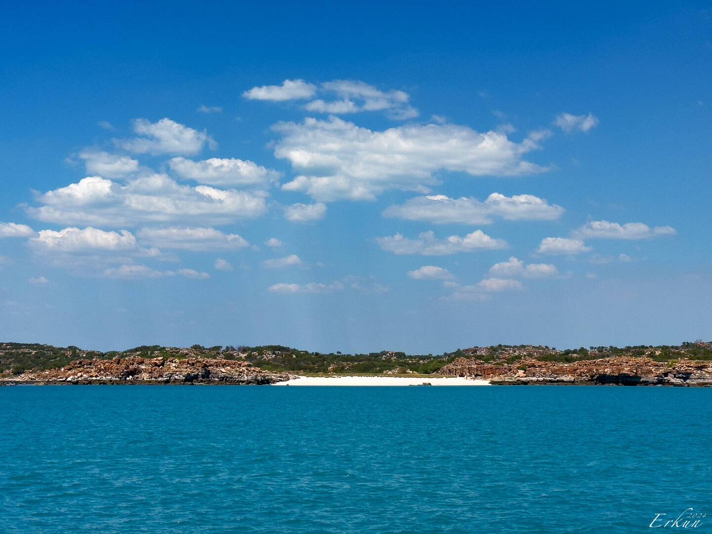 Landing beach for our visit to another rock art gallery — Bigge Island, Kimberley.