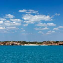 Landing beach for our visit to another rock art gallery — Bigge Island, Kimberley.