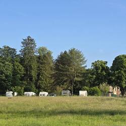 Motorhome aire on edge of park and forest