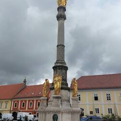 Holy Mary Monument stands opposite Zagreb Cathedral