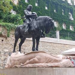 Statue of St George who had just slain a Dragon