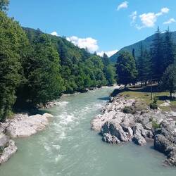 Furious rivers abound. This one is not as grey as most