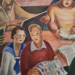 Sassy looking dude on the murel inside Coit Tower