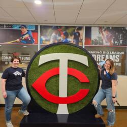 Kate and I at the Twins game. We happened to dress in the same outfit colors too.
