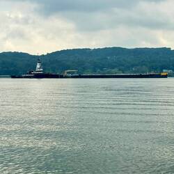 Barge heading down river
