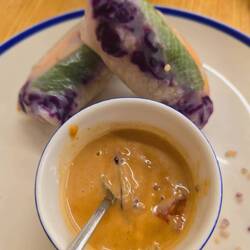 An amazing vego restaurant called Curcumin... springs rolls & guacamole went down a treat! 😋